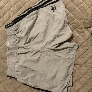 adidas Men’s Light Gray Athletic Shorts with Black Stripes